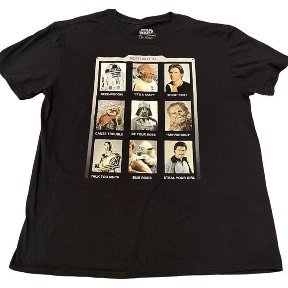 Star Wars Shirt Mens XL Black Fifth Sun Most Likely To Graphic Tee Funny Sci Fi